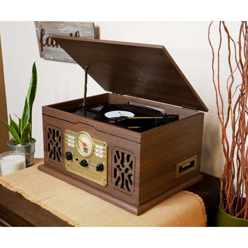 Decorative Record Player with Bluetooth, Espresso