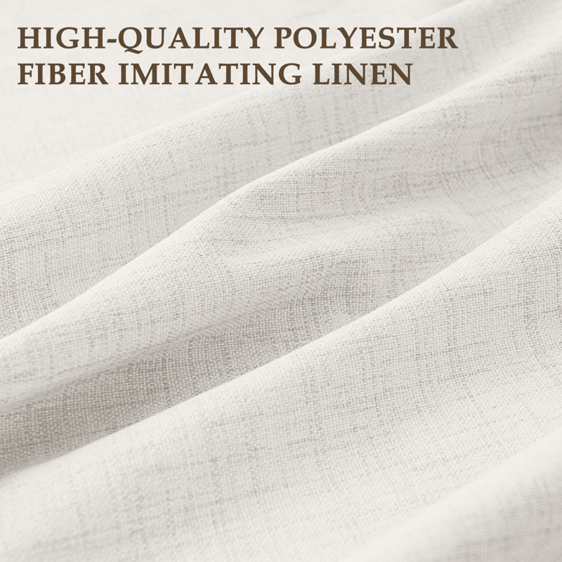 Birglinde Faux Linen Thermal 100% Blackout Curtains Rod Pocket/Ring Clips, Beige, 50" W x 105" L