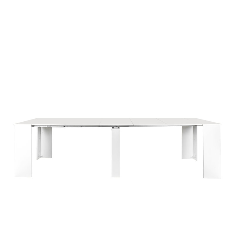 Table extensible blanche, console 118,50 po, polyvalente pour les couloirs, Blanc
