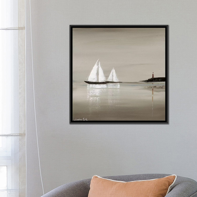 «Sailing I», reproduction sur toile, H 18 po x l 18 po x P 1,5 po, Toile avec cadre noir, Pas de tapis