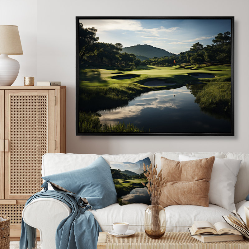 Golf Precision Filed - Sports Canvas Wall Art, H 16 po x l 32 po x P 1 po, Cadre flottant noir