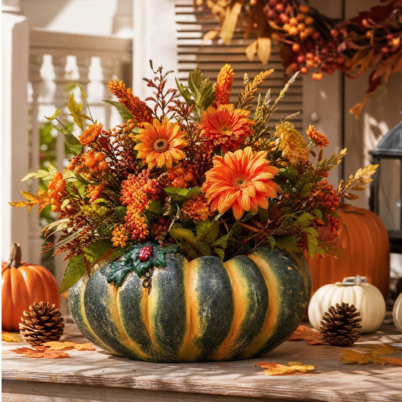 Pot de fleurs citrouille en résine pour l'Halloween, décoration automnale, pot de fleurs décoratif pour l'intérieur et l'extérieur, plantes grasses, ornement de maison