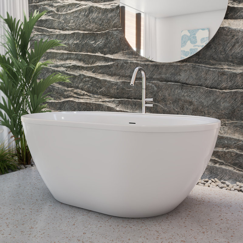 Essence 60-1/4 in. L x 34-1/4 in. W x 23-5/8 in. H Freestanding Acrylic Bathtub, White