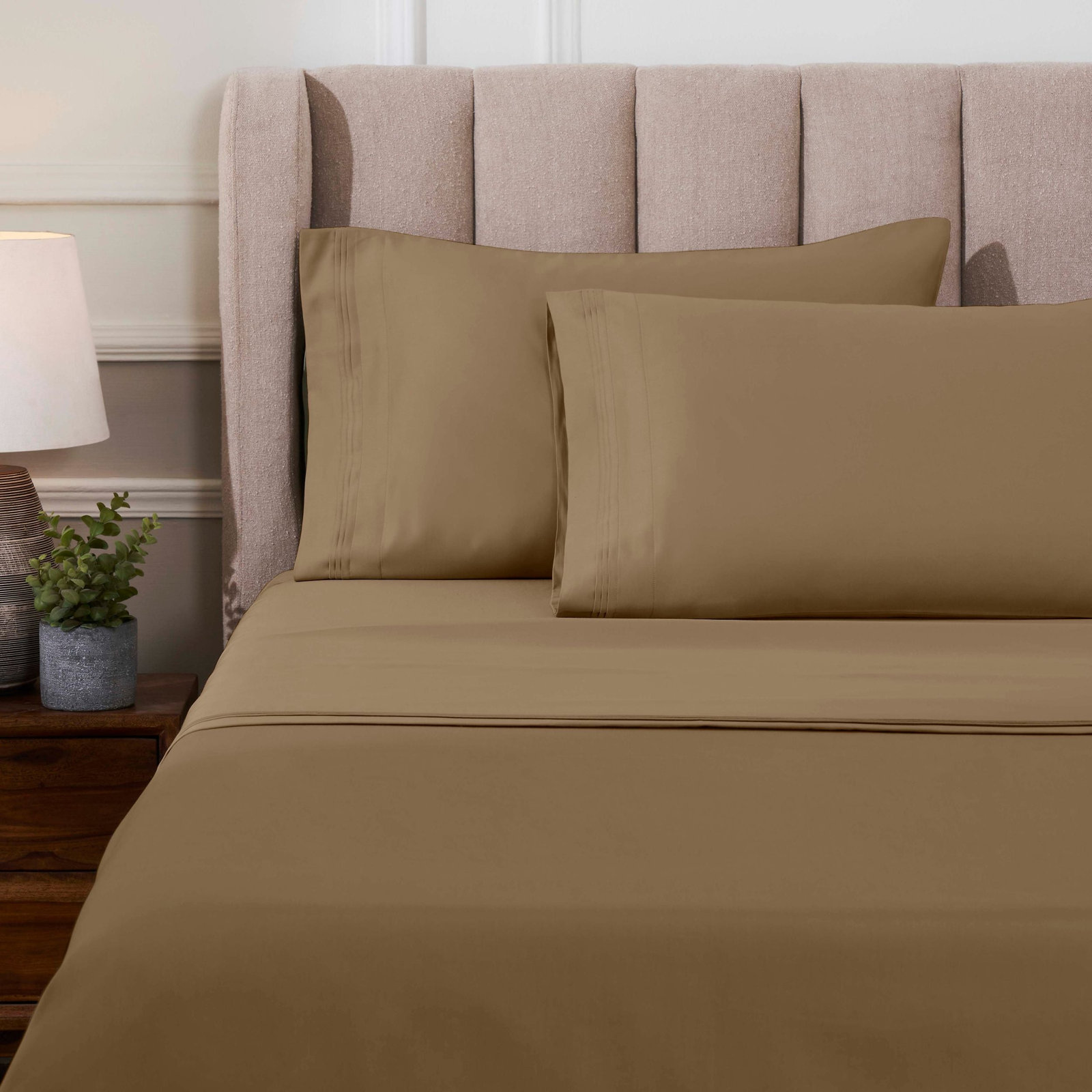 Simba Luxury 1000 Thread Count Egyptian-Quality Cotton Sateen Sheet / Pillowcase Set Collection, Taupe