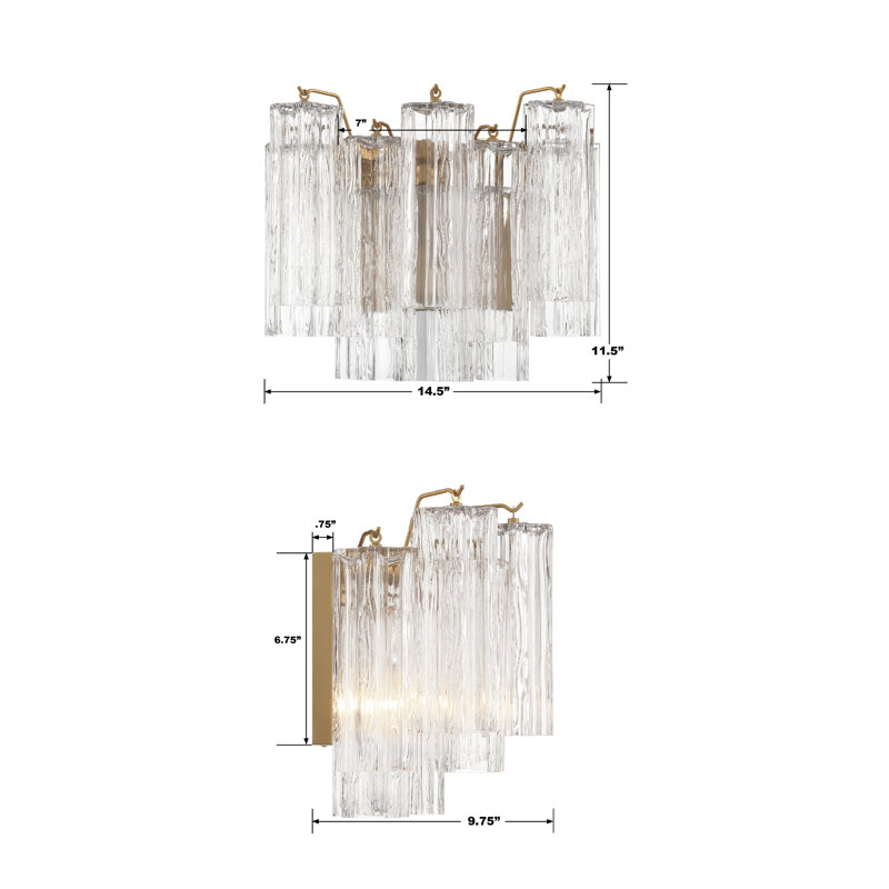 Steel Flush Mounted Sconce, Aged Brass
