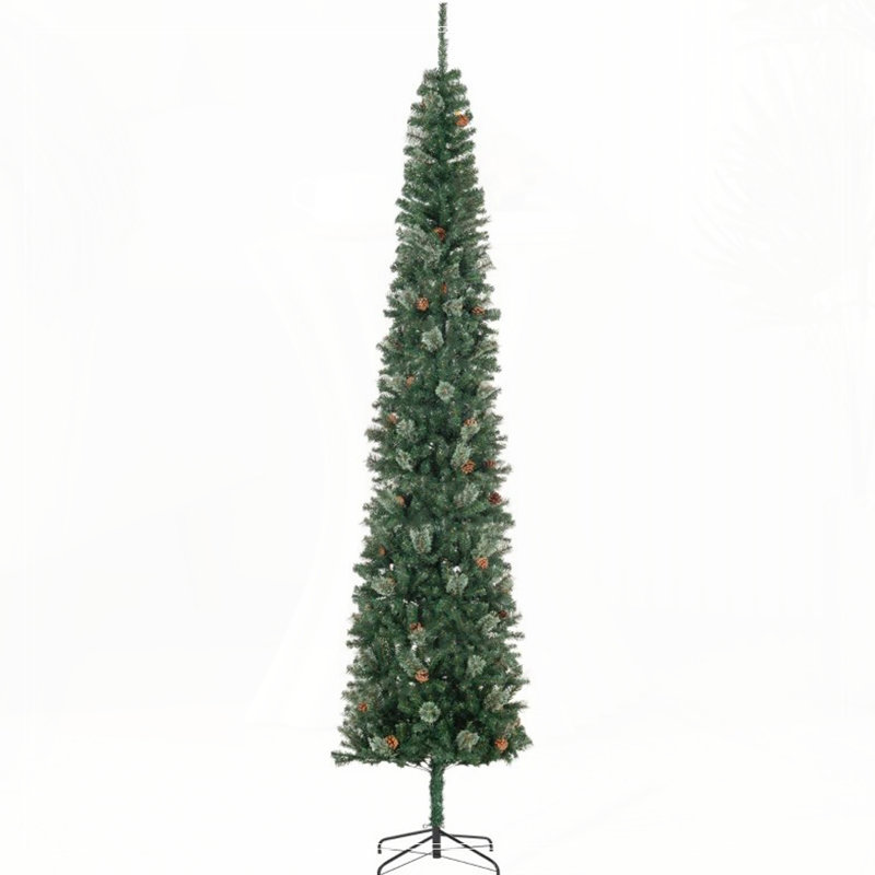 Arbre de Noël 9,5 pi avec branches réalistes, sapin de Noël, pommes de pin et base en métal