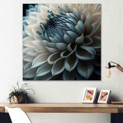 Blue And White Dahlia Flowers II - Dahlia Wall Art