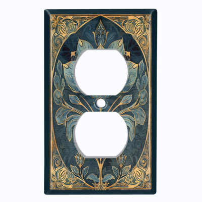 Couvercle de plaque d'interrupteur en métal; Bascule à 4 bandes US Standard - élégante fleur Art Nouveau