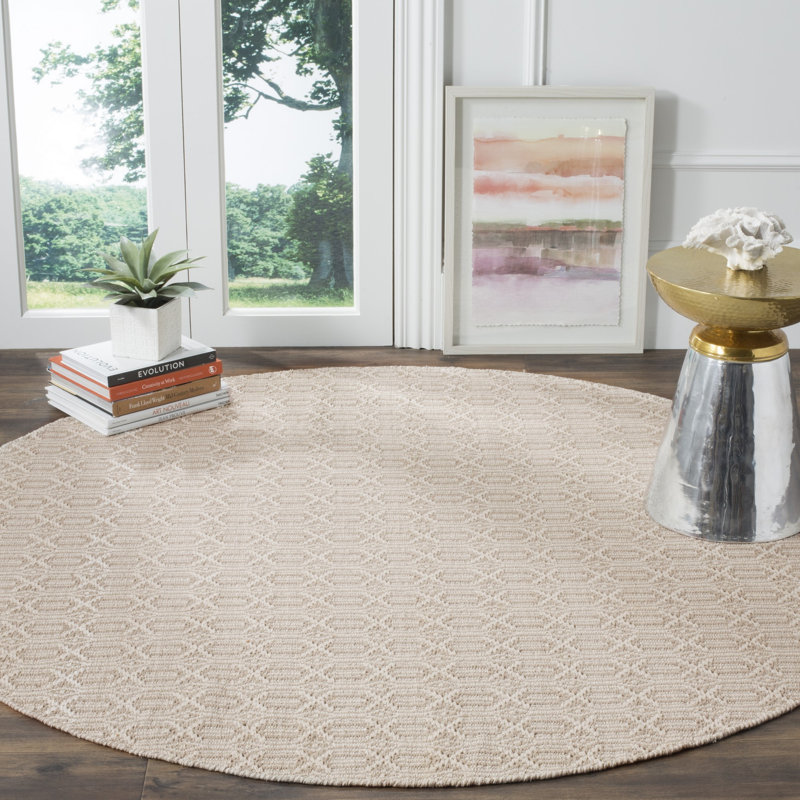 Bester Hand Woven Cotton Geometric Rug, Round 6'