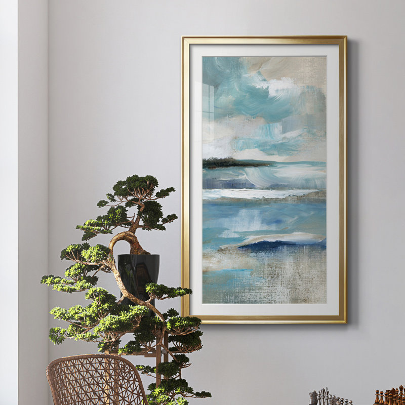 Distant Drama I - Peinture sur toile encadrée, H 18,5 po x l 24,5 po x P 1,5 po, Or