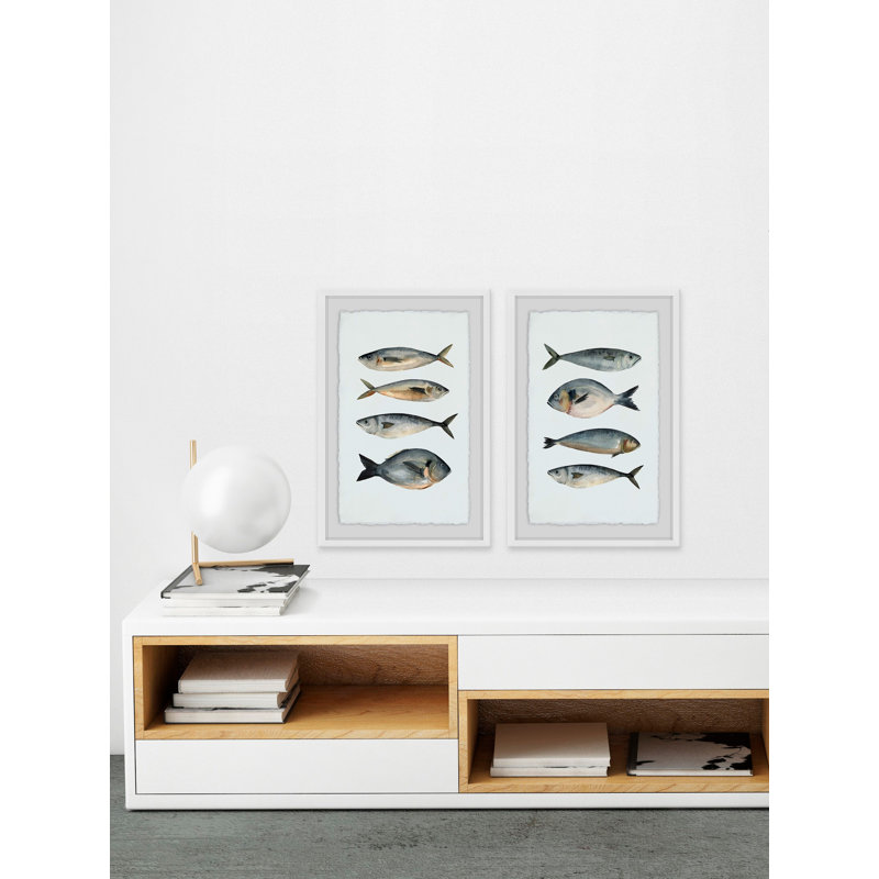Four Fish Diptych - ensemble de 2 reproductions de cadres photo, H 45 po x l 30 po x P 1,5 po