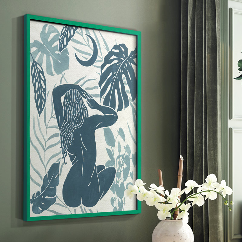 Moon Gazer IV, reproduction encadrée - bois massif, Vert, H 10 po x l 8 po