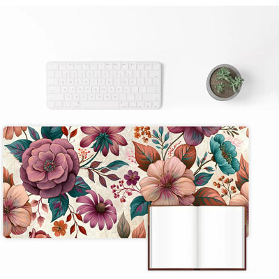 Tapis de souris bohème à fleurs, grand format, pour bureau, décoration de Noël, 40 x 90 cm