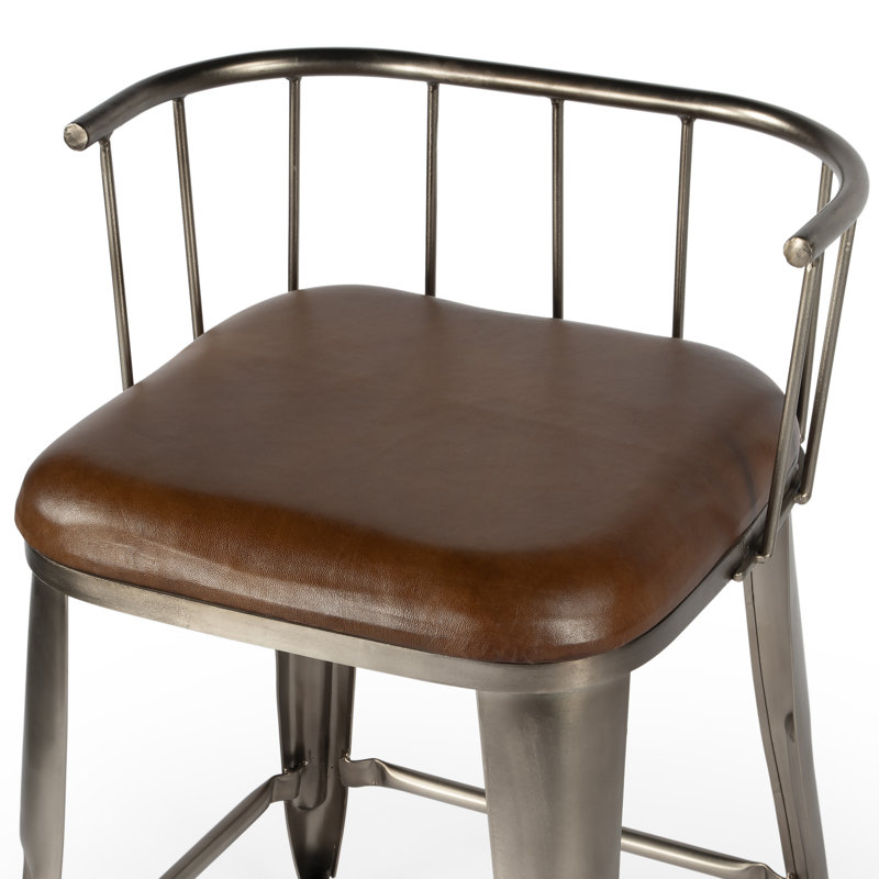 Coriander Iron & Leather 25" Counter Stool