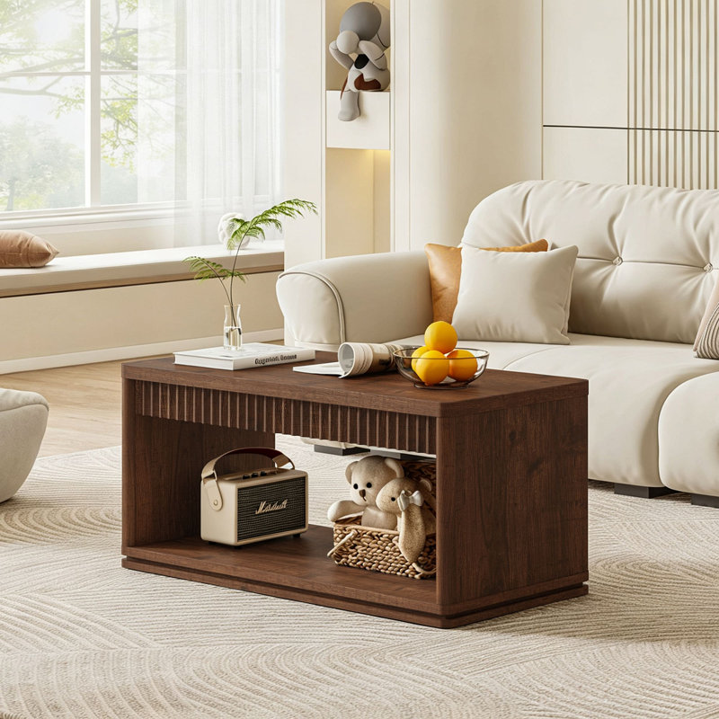 Table basse à motif ondulé Guinna, Rustic Brown
