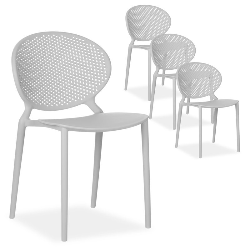 Suze Stacking Patio Dining Side Chair, Grey/Brown/Blue