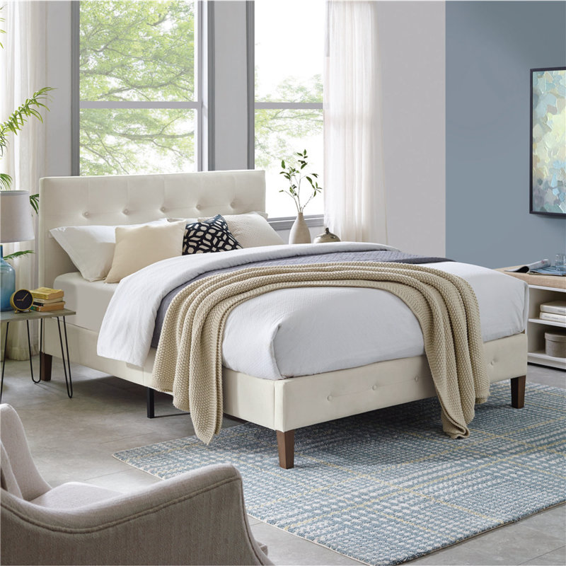 Monona Upholstered Platform Bed, Full, Peyton Shell