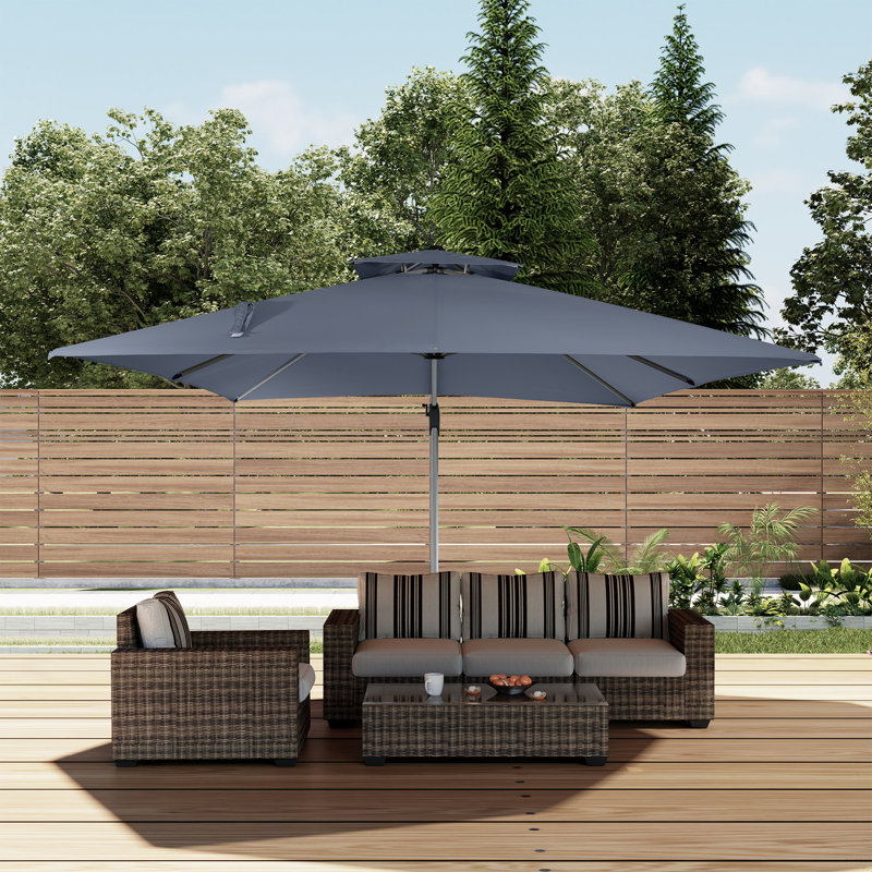 Parasol d'extérieur à double toit pour patio (sans base de parasol), Gris