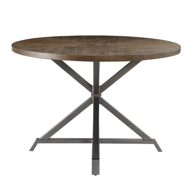 Table rustique industrielle pour la salle à manger, 4 sièges, brun gris, métal / bois, table à chevrons 4, fabrication en métal et en bois, plateau