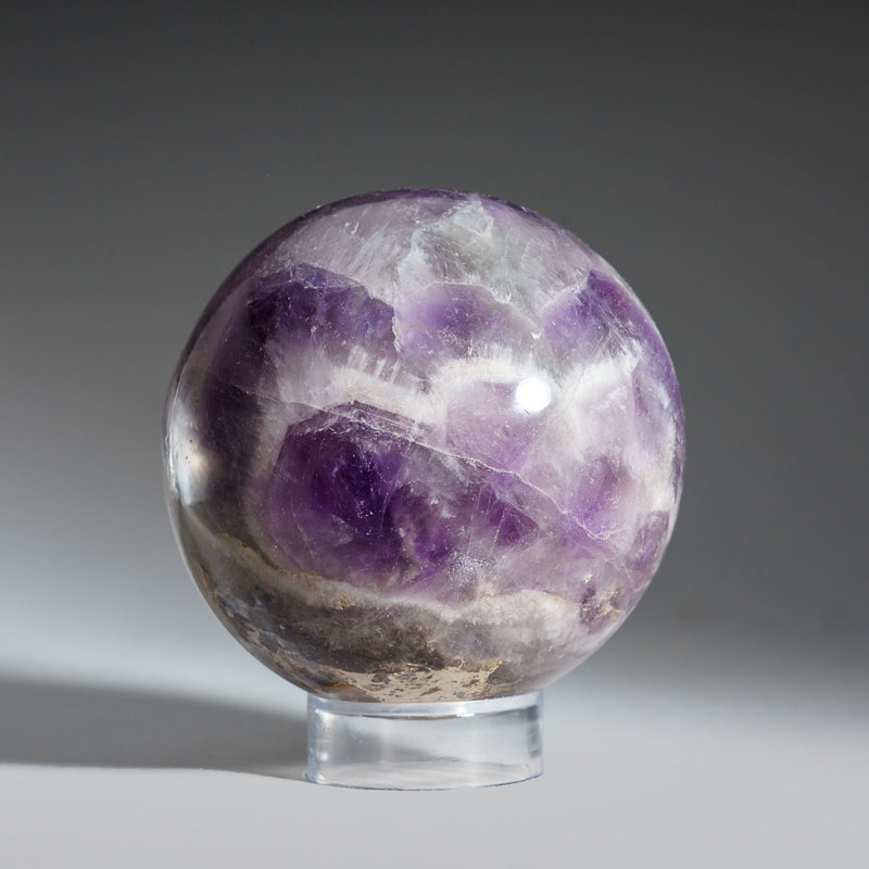 Polished Chevron Amethyst Sphere from Brazil, 3" H x 3" W x 3" D