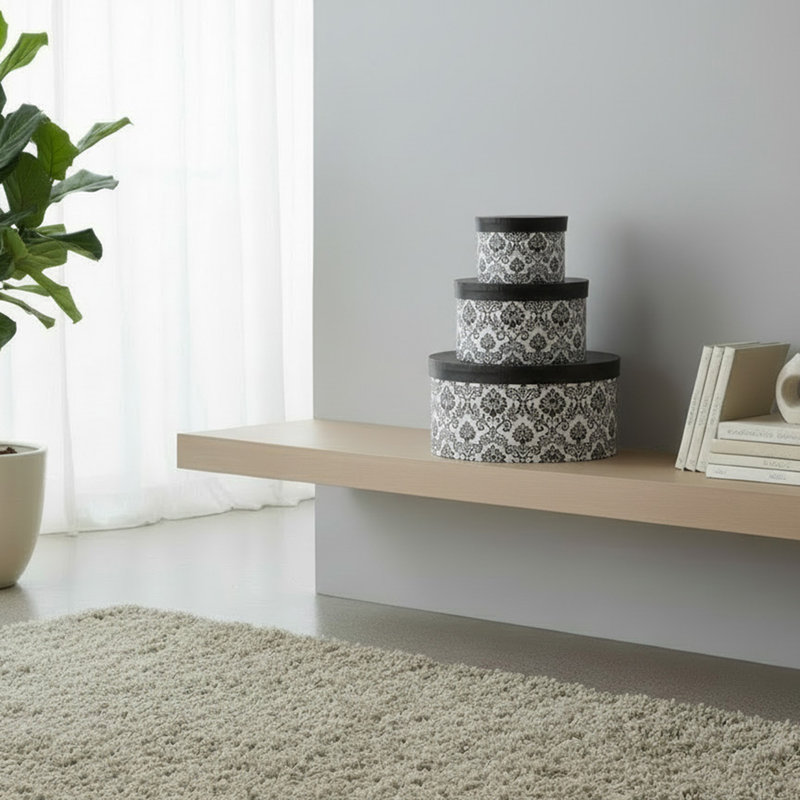 Haight S/3 Round Nesting Boxes Black Lace