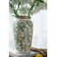 Vase en céramique blanc avec motif floral vert 6,5 x 6,5 x 11,6 po