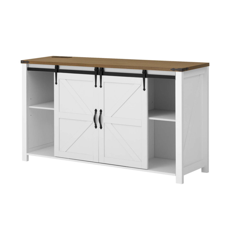 55.1-Inch Sideboard With Storage, White/Walnut