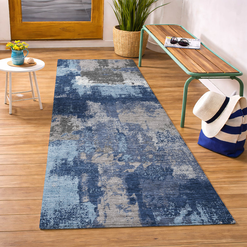 Machine Washable Indoor/Outdoor Chantille ACN2913 Modern Rug, 2'3" x 7'6" Runner, Navy