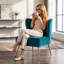 Fauteuil de chambre sans accoudoirs en tissu imprimé avec pieds en métal pour petits espaces-1611531545