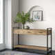 Riverside 54"W Solid Mango Wood and Metal Modern Industrial Storage Console Table with 3 Drawers and Open Shelf
