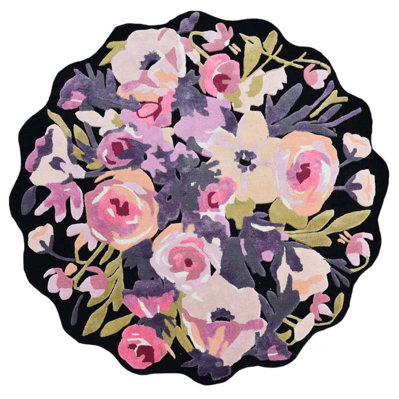 Violet Roses Rug, Round 6'