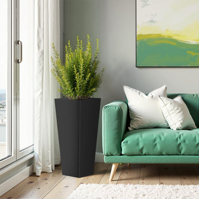 Rectangular metal planters for outdoor plants