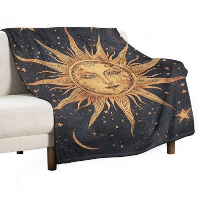 Jeté céleste céleste en flanelle de luxe parmi les étoiles et la lune