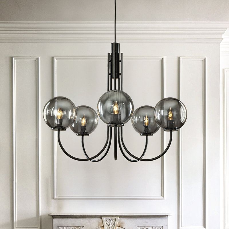Yarmouth 5-light 32'' Wide Modern Glam Glass Globe Bubble Chandelier Contemporary Sputnik Hand Blown Glass Pendant Light For Living Room And Children's Room
