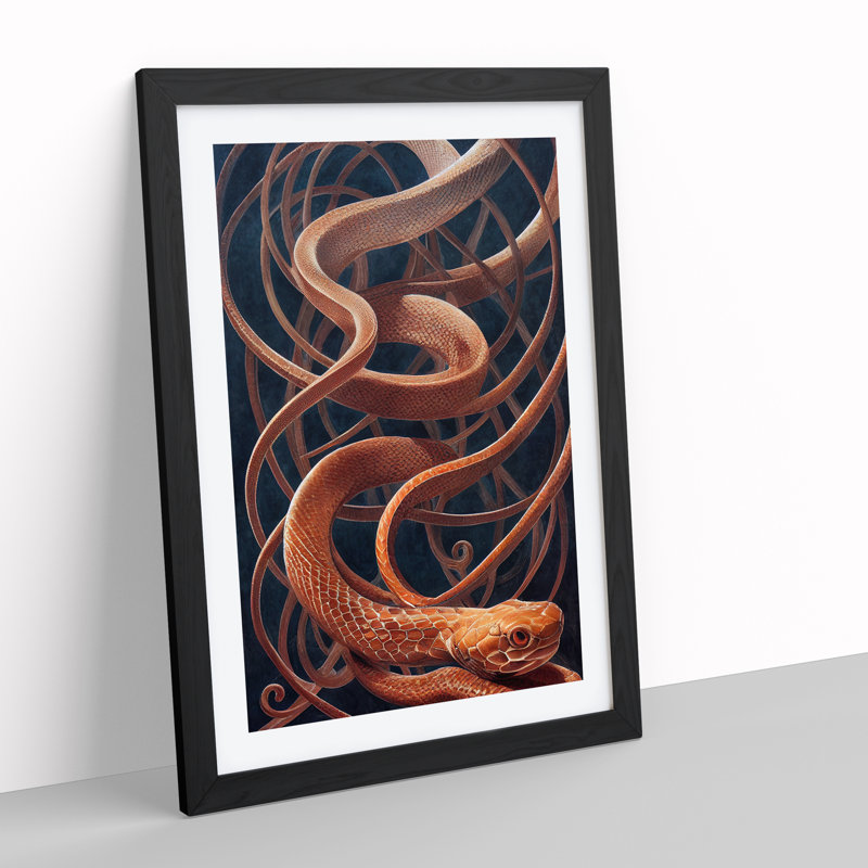 Endless Snake - Single Picture Frame Print, 64cm H x 46cm W, Black