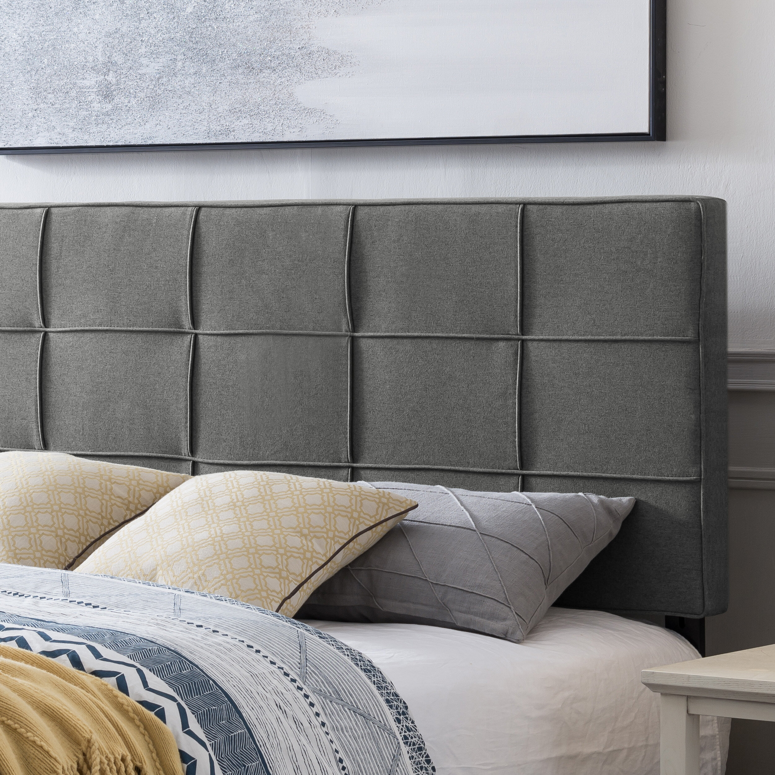 Light Gray Denim - Wall Hung Headboard Backrest Cushion with