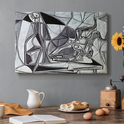 Nature morte avec un buste noir (nature morte monochrome) -Pablo Picasso-Toile tendue avec châssis-c. Les années 1940