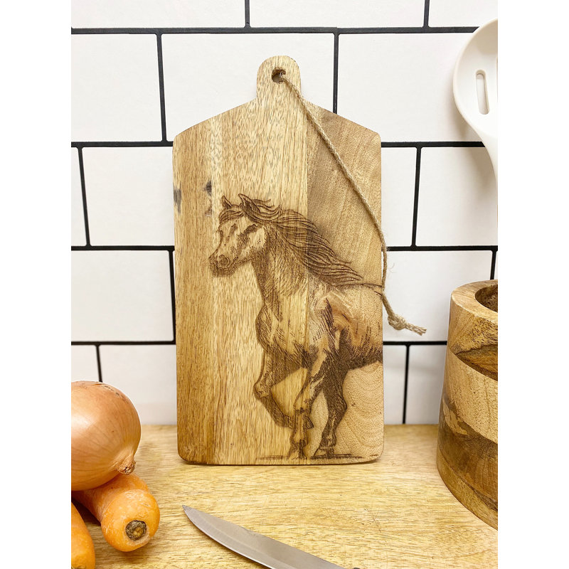 Horse Engraved Wooden Cheese Board