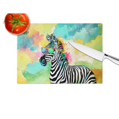 Hippie Animal Zebra Glass Cutting Board