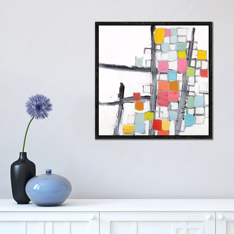 Abbreviated 1 Piece Painting on Canvas, 45.72cm H x 45.72cm W x 3.81cm D, Black Framed