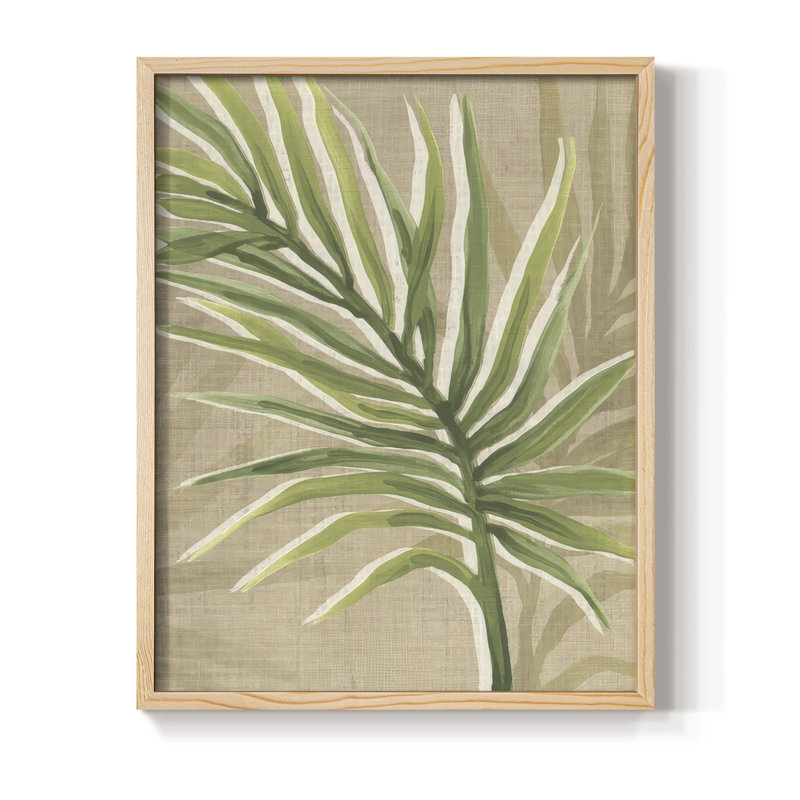 Impression sur toile de jute Palm Frond II - bois massif, H 11 po x l 9 po, Naturel