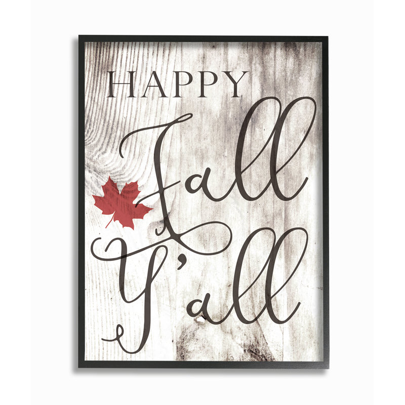 «Happy Fall Y» par Daphne Polselli - reproduction d'art textuel, H 20 po x l 16 po x 1,5 po, Giclée encadrée noir minuit