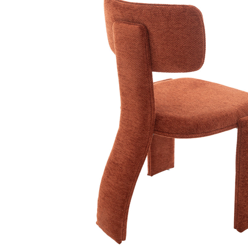 Chaises de salle à manger rembourrées en chenille orange moderne avec siège rembourré, Orange