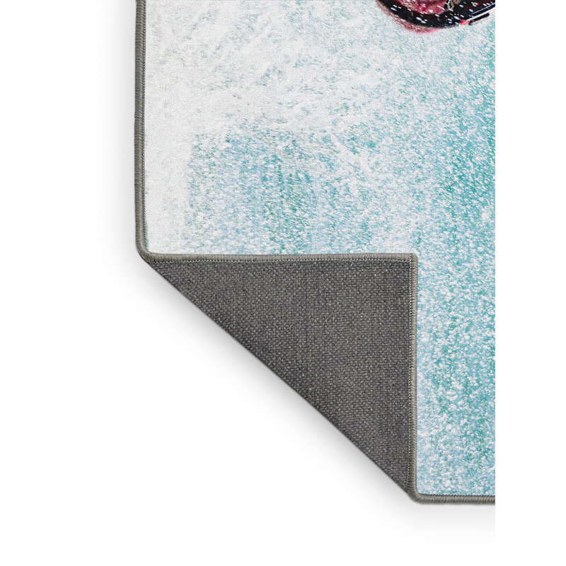 Tapis bleu sarcelle / bleu, Rectangle 4 pi x 6 pi