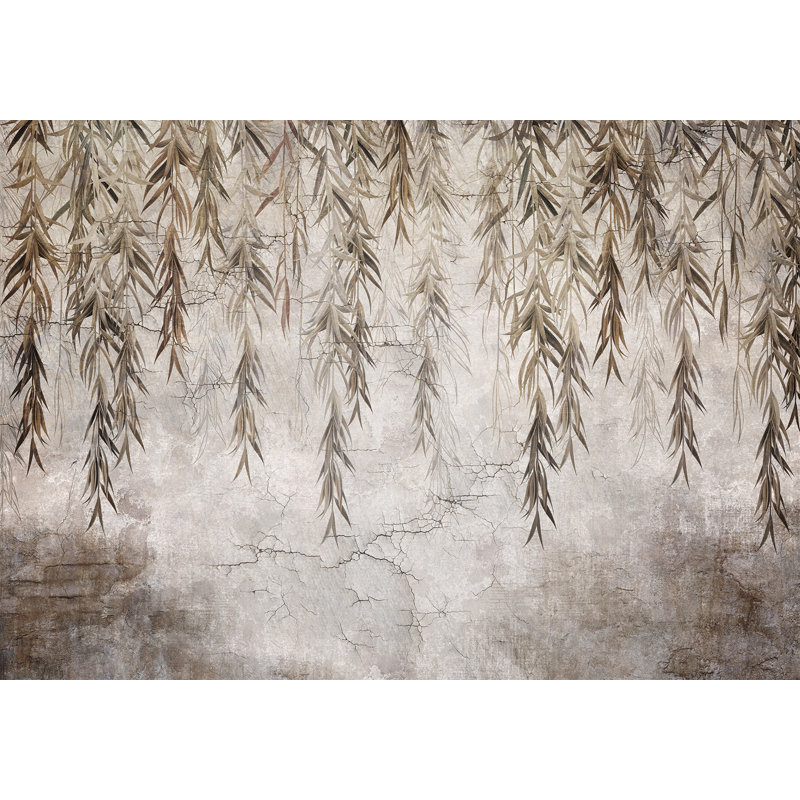 Murale botanique pelez et collez - feuilles suspendues sur une ficelle, L 82 po x l 115 po