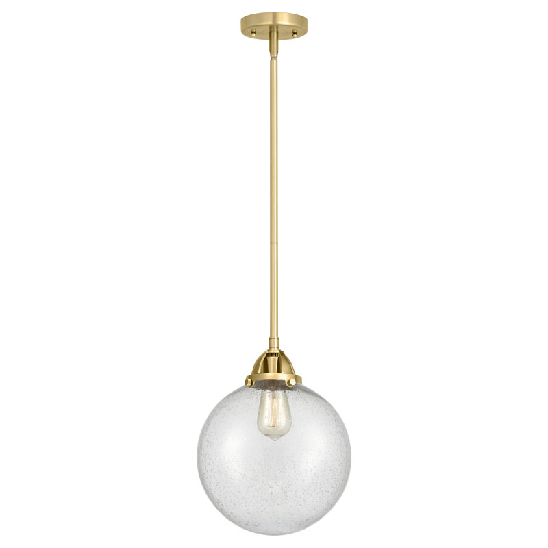 Nouveau - Mini-luminaire suspendu à tige 1 lumière 10 po Alfonsa - ampoule non incluse, Or satiné, Grainé