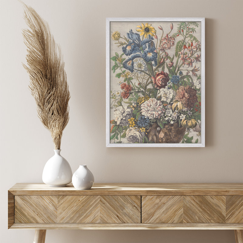 "YUK62, bouquets de fleurs classiques, art floral rustique, affiches, affiches, salle de bain, petit art mural", Blanc