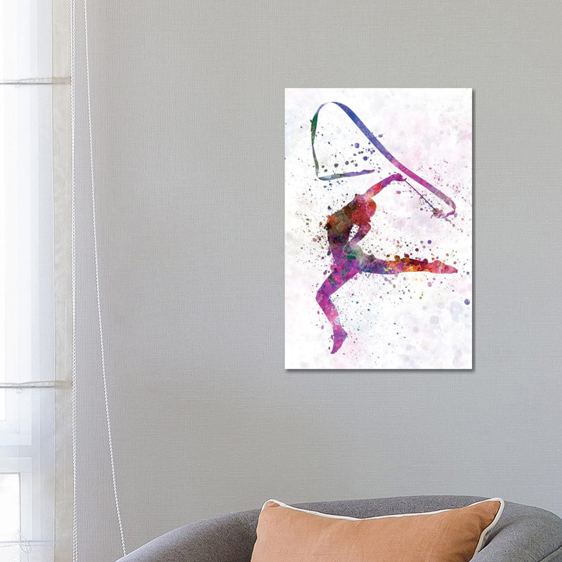 «Rhythmic Gymnastic III» par Paul Rommer - peinture sur toile tendue, H 26 po x l 18 po x 1,5 po