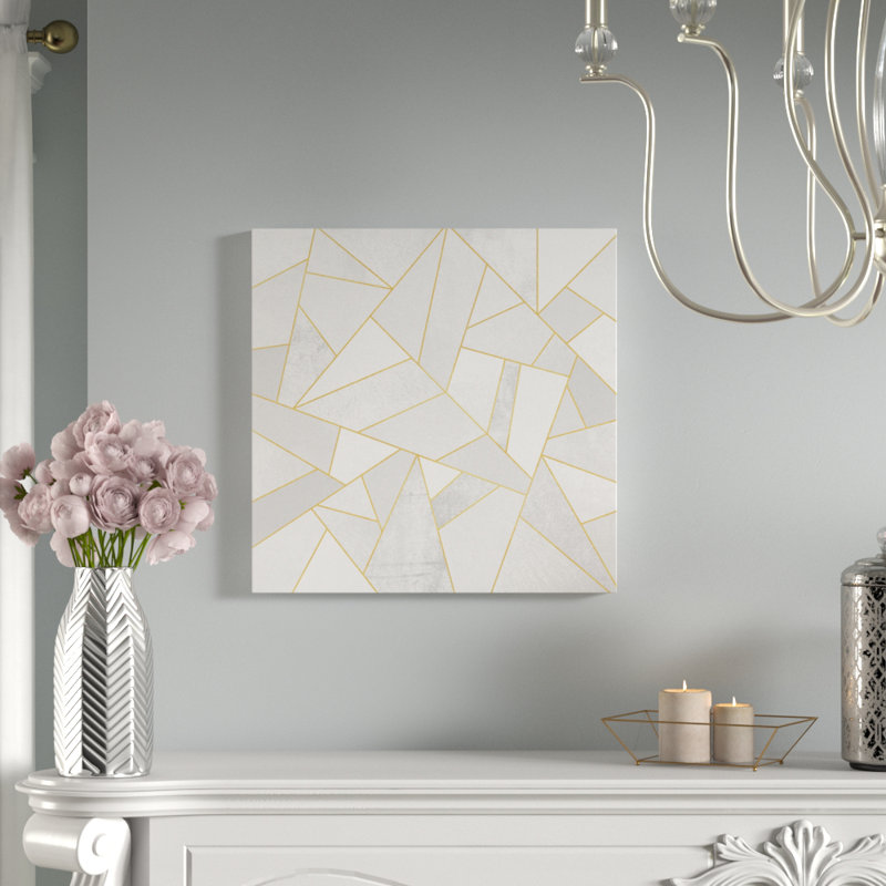 Pierre blanche, impression sur toile tendue, H 12 po x l 12 po x P 0,75 po, Pas de tapis, Toile tendue