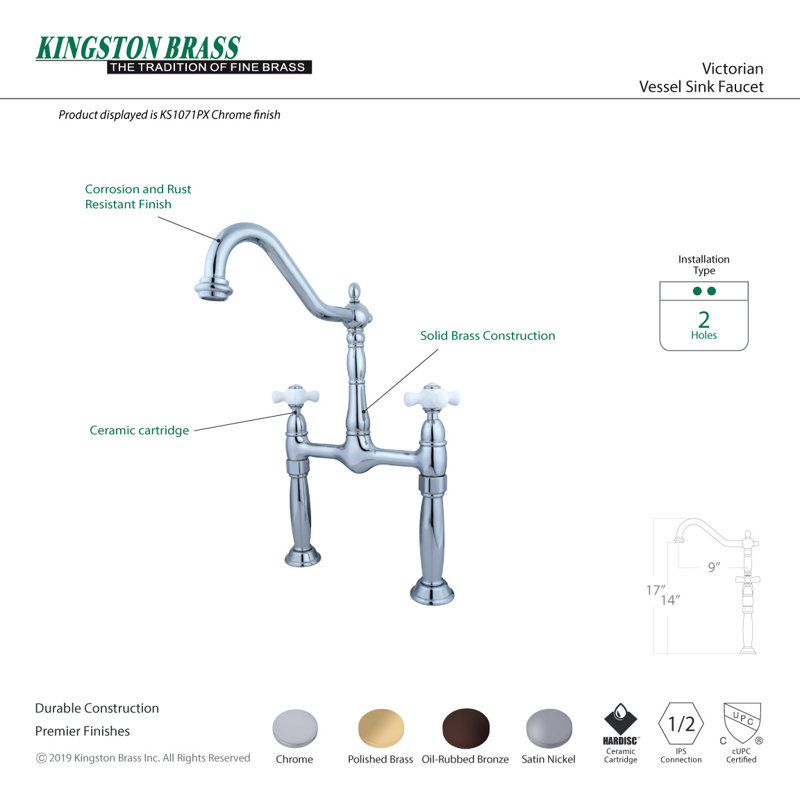 Victorian Vessel Sink Faucet, Brushed Nickel